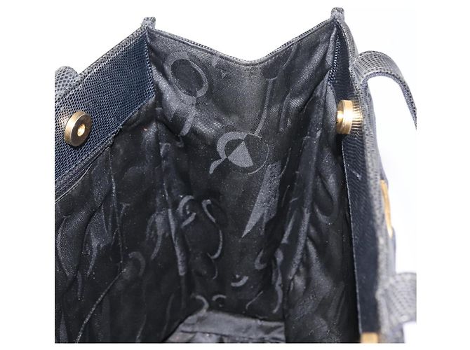 Borsa Tote Vala in pelle blu navy e oro Auth BA7322 di Salvatore Ferragamo D'oro - vista 17