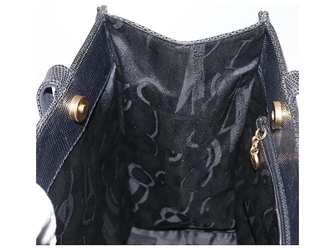 Borsa Tote Vala in pelle blu navy e oro Auth BA7322 di Salvatore Ferragamo D'oro - vista 18