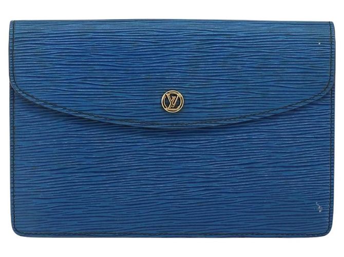 LOUIS VUITTON Clutch Montaigne 23 Epi Blu M52665 LV Auth 149969 - vista 13