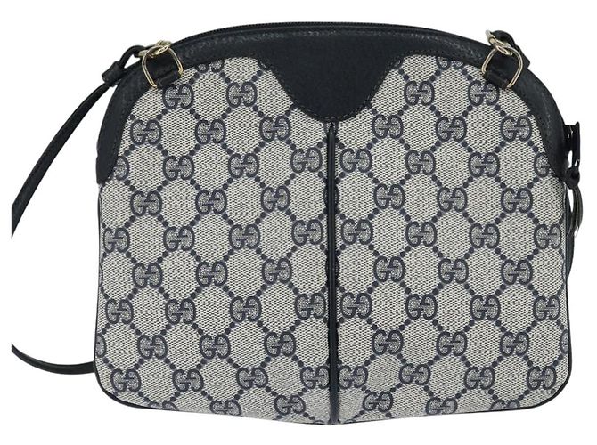 Borsa a Spalla Gucci GG Supreme Sherry Line PVC Blu Navy Oro 904 02 047 Auth bs30434 D'oro - vista 2