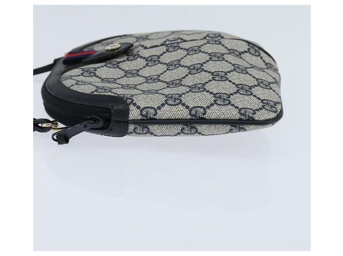 Borsa a Spalla Gucci GG Supreme Sherry Line PVC Blu Navy Oro 904 02 047 Auth bs30434 D'oro - vista 3