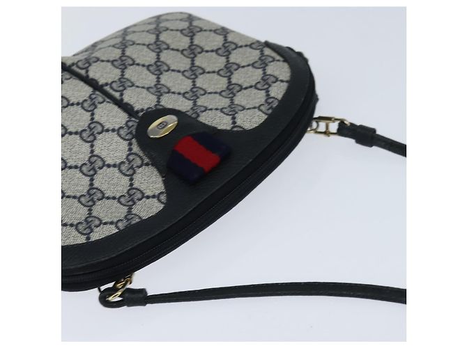 Borsa a Spalla Gucci GG Supreme Sherry Line PVC Blu Navy Oro 904 02 047 Auth bs30434 D'oro - vista 6