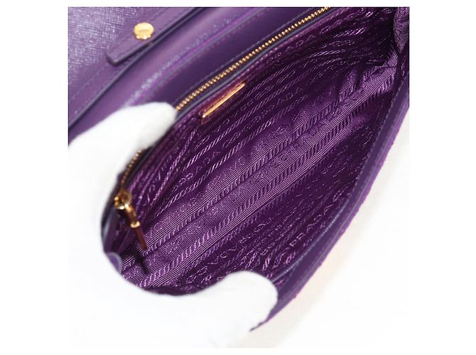 PRADA Borsa a Spalla con Catena Nylon Viola Oro Auth 154699V D'oro Porpora - vista 10