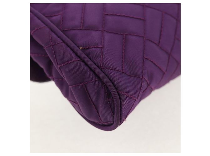 PRADA Borsa a Spalla con Catena Nylon Viola Oro Auth 154699V D'oro Porpora - vista 16