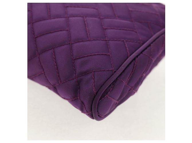 PRADA Borsa a Spalla con Catena Nylon Viola Oro Auth 154699V D'oro Porpora - vista 17
