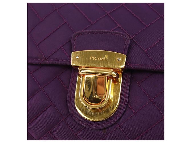 PRADA Borsa a Spalla con Catena Nylon Viola Oro Auth 154699V D'oro Porpora - vista 18