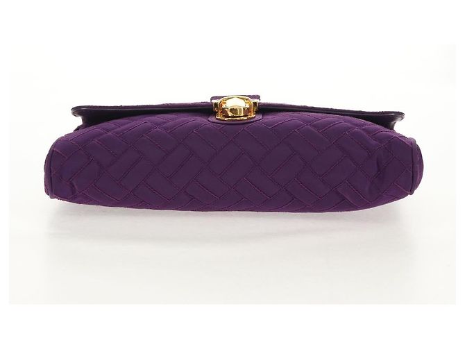 PRADA Borsa a Spalla con Catena Nylon Viola Oro Auth 154699V D'oro Porpora - vista 5