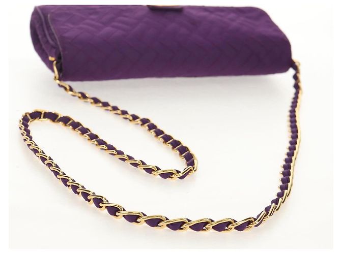 PRADA Borsa a Spalla con Catena Nylon Viola Oro Auth 154699V D'oro Porpora - vista 7