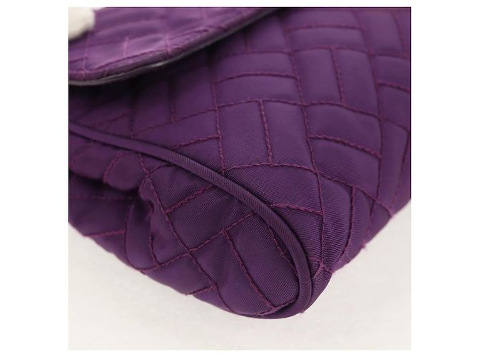 PRADA Borsa a Spalla con Catena Nylon Viola Oro Auth 154699V D'oro Porpora - vista 9