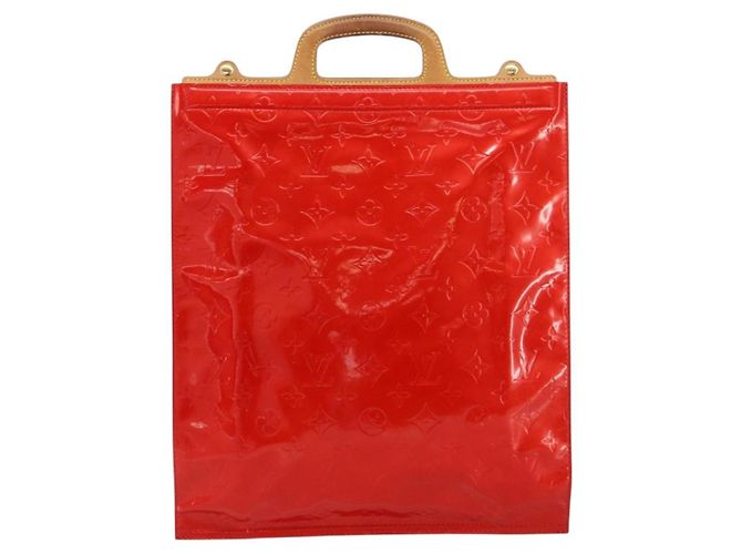LOUIS VUITTON Borsa Tote Stanton Monogram Vernis Rossa M91078 LV Auth 154578 Rosso - vista 2
