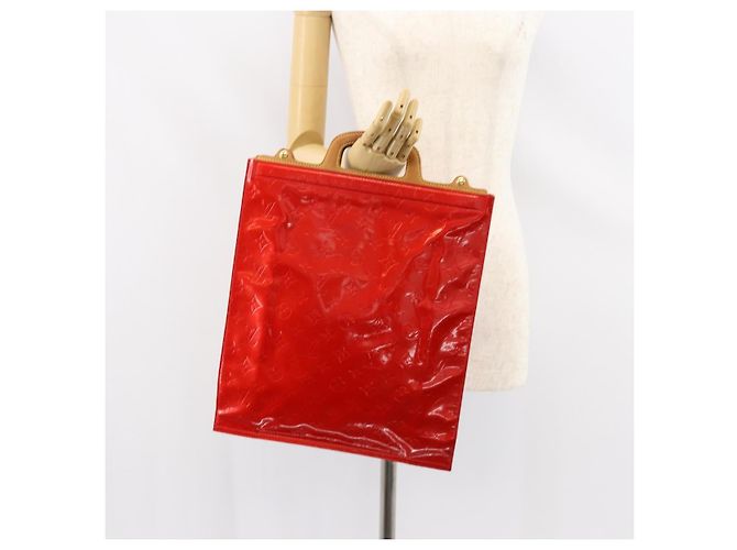 LOUIS VUITTON Borsa Tote Stanton Monogram Vernis Rossa M91078 LV Auth 154578 Rosso - vista 20