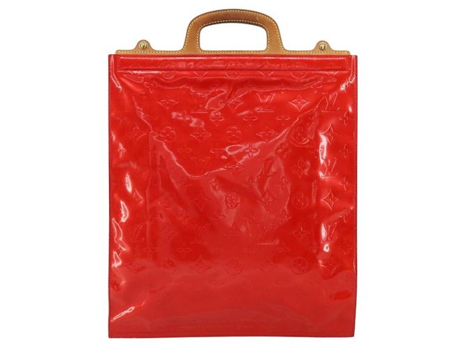 LOUIS VUITTON Borsa Tote Stanton Monogram Vernis Rossa M91078 LV Auth 154578 Rosso - vista 3