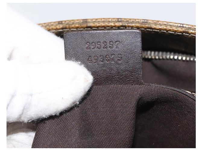 Gucci Borsa a Spalla GG Supreme PVC Beige Oro 295257 Auth ka601 D'oro - vista 12