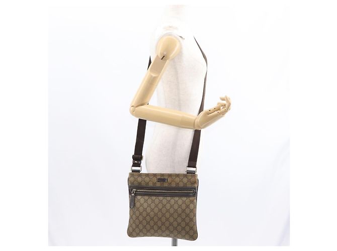 Gucci Borsa a Spalla GG Supreme PVC Beige Oro 295257 Auth ka601 D'oro - vista 22