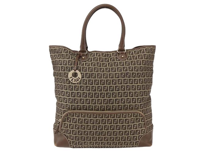 FENDI Zucchino Canvas Tote Bag Beige Gold Auth ep12032 Golden - Ansicht 2