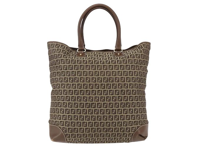 FENDI Zucchino Canvas Tote Bag Beige Gold Auth ep12032 Golden - Ansicht 3
