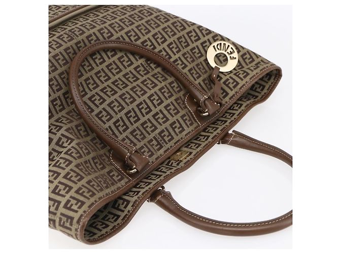 FENDI Zucchino Canvas Tote Bag Beige Gold Auth ep12032 Golden - Ansicht 6
