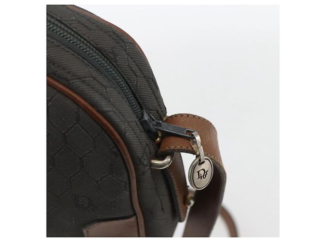 Borsa a spalla in tela a nido d'ape Christian Dior grigia Auth 151804 - vista 10
