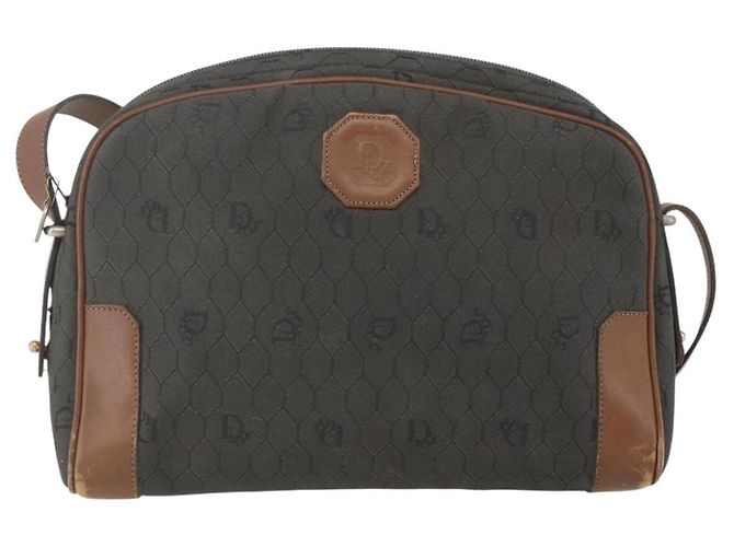 Borsa a spalla in tela a nido d'ape Christian Dior grigia Auth 151804 - vista 13
