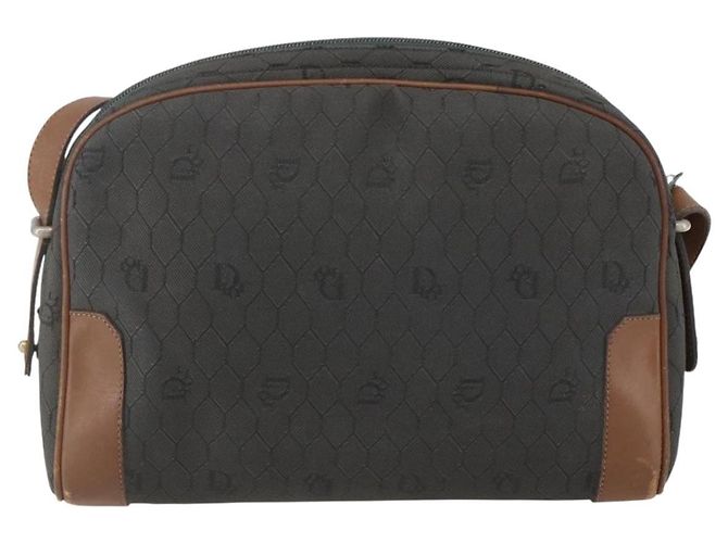 Borsa a spalla in tela a nido d'ape Christian Dior grigia Auth 151804 - vista 2