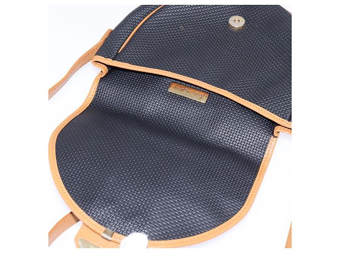SAINT LAURENT Borsa a Spalla in Tela Rivestita Nera Marrone Oro Auth 144544 Nero D'oro - vista 11