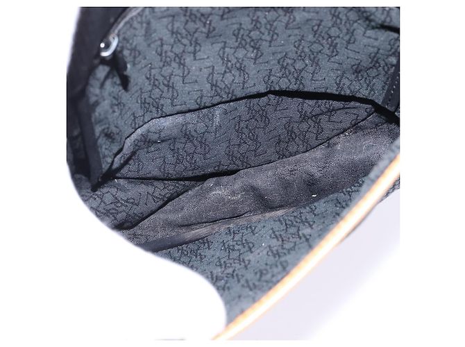 SAINT LAURENT Borsa a Spalla in Tela Rivestita Nera Marrone Oro Auth 144544 Nero D'oro - vista 12