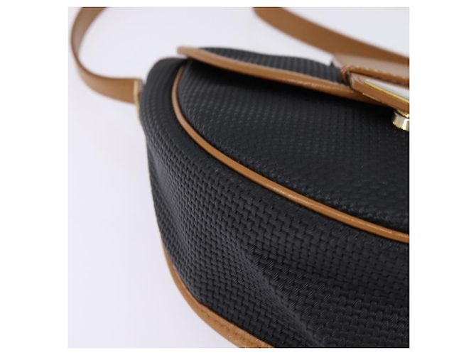 SAINT LAURENT Borsa a Spalla in Tela Rivestita Nera Marrone Oro Auth 144544 Nero D'oro - vista 14