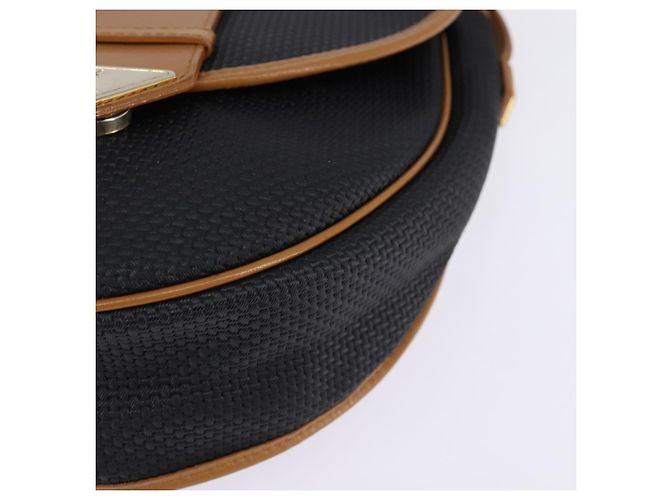 SAINT LAURENT Borsa a Spalla in Tela Rivestita Nera Marrone Oro Auth 144544 Nero D'oro - vista 15