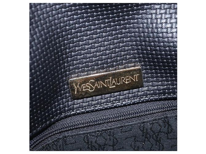 SAINT LAURENT Borsa a Spalla in Tela Rivestita Nera Marrone Oro Auth 144544 Nero D'oro - vista 17