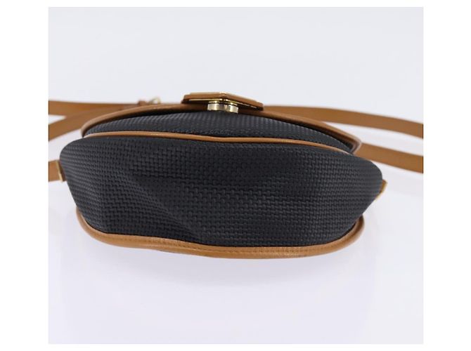 SAINT LAURENT Borsa a Spalla in Tela Rivestita Nera Marrone Oro Auth 144544 Nero D'oro - vista 5