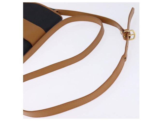 SAINT LAURENT Borsa a Spalla in Tela Rivestita Nera Marrone Oro Auth 144544 Nero D'oro - vista 7