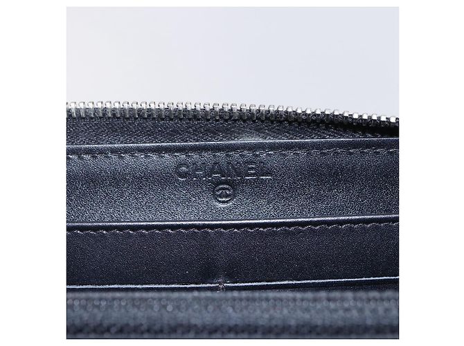 CHANEL Long Wallet Leather Gold Silver CC Auth BA7285 Silvery Golden - view 10