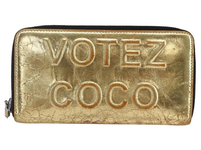 CHANEL Long Wallet Leather Gold Silver CC Auth BA7285 Silvery Golden - view 13