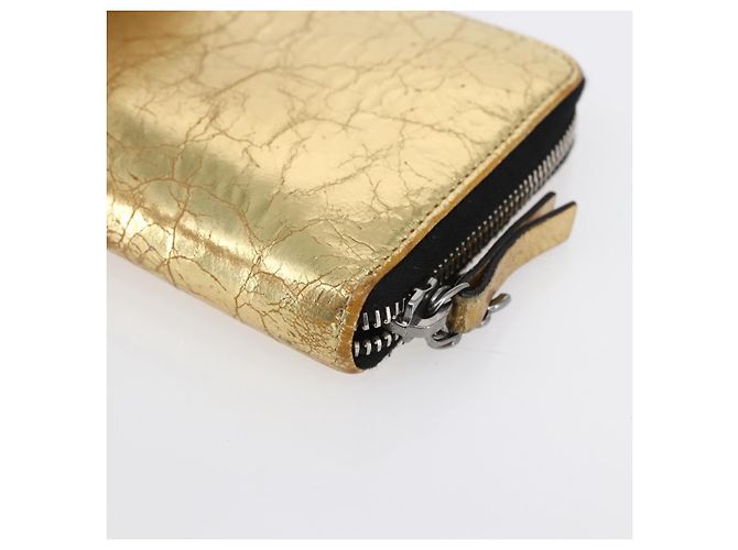 CHANEL Long Wallet Leather Gold Silver CC Auth BA7285 Silvery Golden - view 15