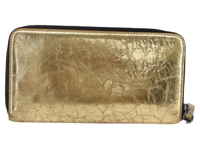 CHANEL Long Wallet Leather Gold Silver CC Auth BA7285 Silvery Golden - view 2