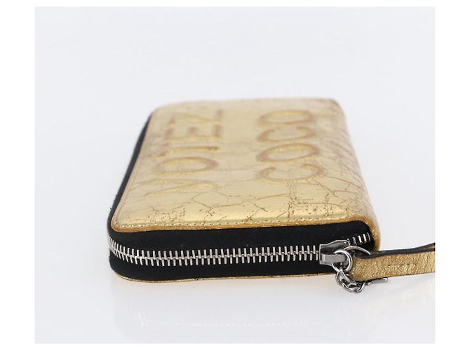 CHANEL Long Wallet Leather Gold Silver CC Auth BA7285 Silvery Golden - view 3