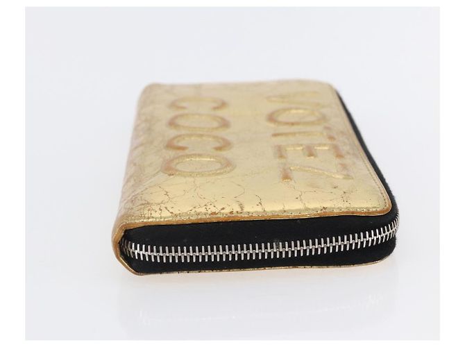 CHANEL Long Wallet Leather Gold Silver CC Auth BA7285 Silvery Golden - view 4