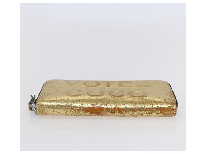 CHANEL Long Wallet Leather Gold Silver CC Auth BA7285 Silvery Golden - view 6