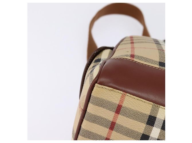 Burberry Zaino Nova Check in PVC Beige Oro Auth 144466 D'oro - vista 14