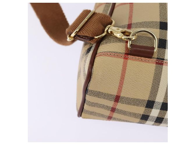 Burberry Zaino Nova Check in PVC Beige Oro Auth 144466 D'oro - vista 16