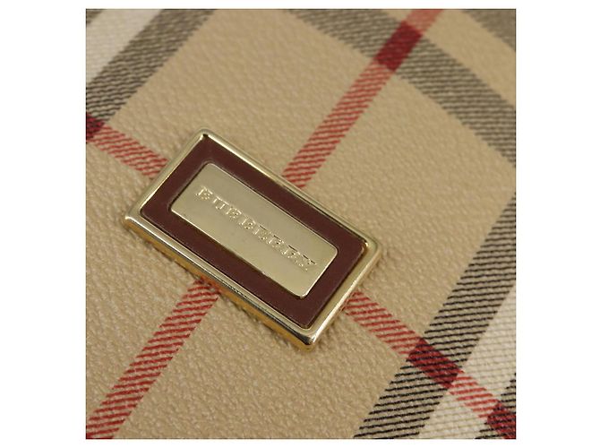 Burberry Zaino Nova Check in PVC Beige Oro Auth 144466 D'oro - vista 17