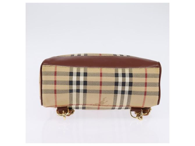 Burberry Zaino Nova Check in PVC Beige Oro Auth 144466 D'oro - vista 5