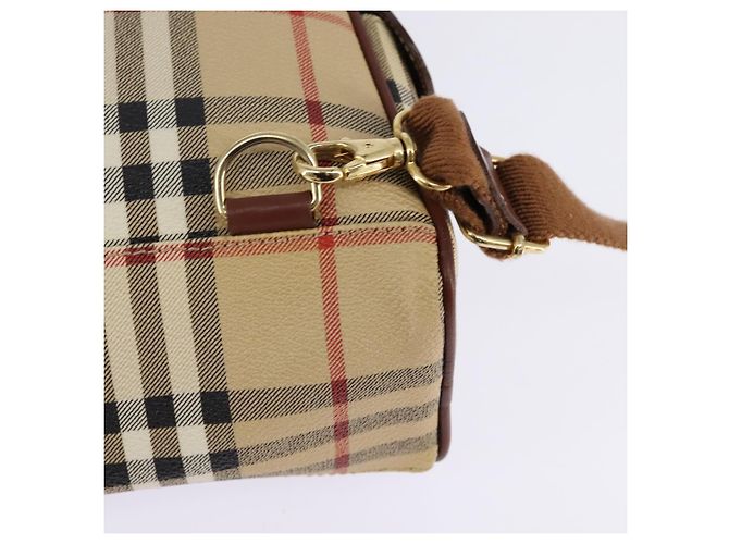 Burberry Zaino Nova Check in PVC Beige Oro Auth 144466 D'oro - vista 9