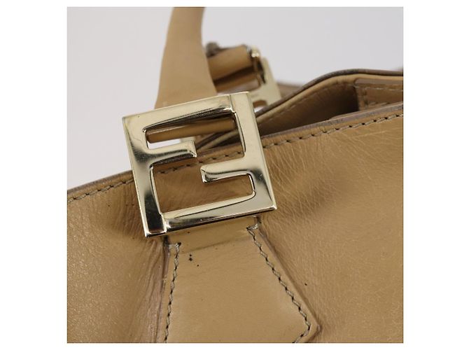 FENDI Tote Bag aus Leder 2 in 1 beige gold Auth ep12126 Golden - Ansicht 10