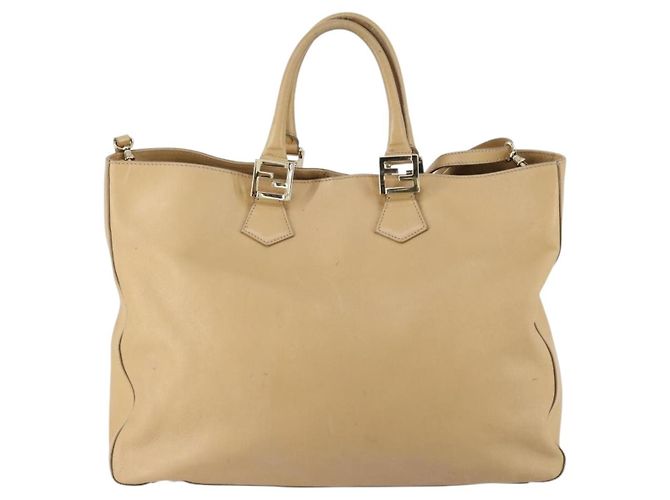 FENDI Tote Bag aus Leder 2 in 1 beige gold Auth ep12126 Golden - Ansicht 13