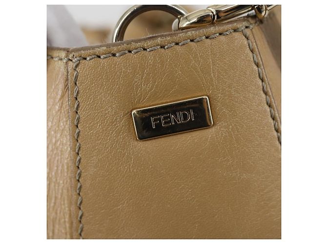 FENDI Tote Bag aus Leder 2 in 1 beige gold Auth ep12126 Golden - Ansicht 19