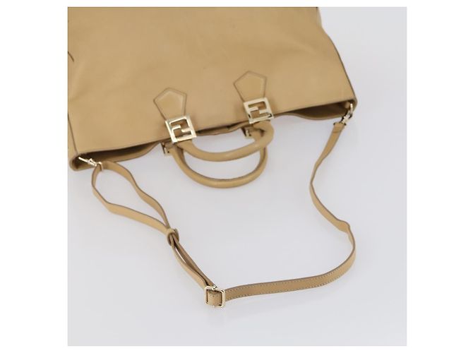 FENDI Tote Bag aus Leder 2 in 1 beige gold Auth ep12126 Golden - Ansicht 7