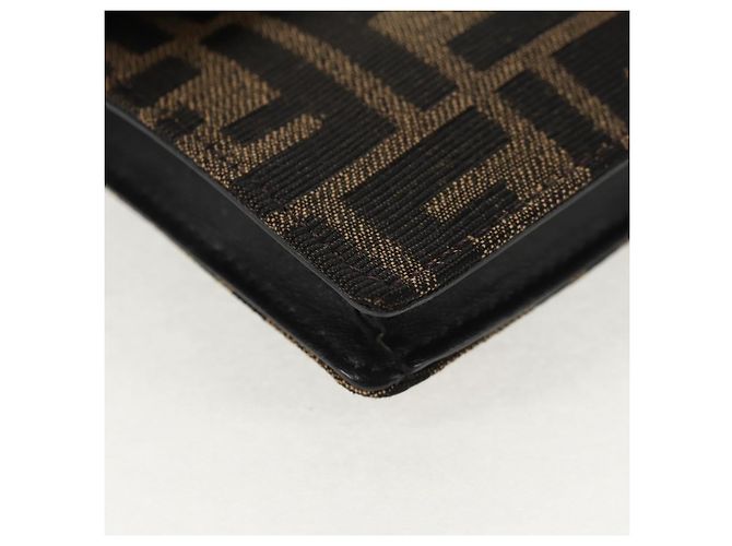 Borsa a Spalla FENDI Baguette in Tela Zucca Nera Marrone Argento Auth 146069M Nero - vista 12