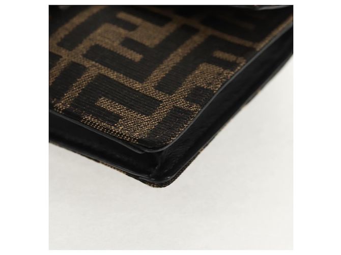 Borsa a Spalla FENDI Baguette in Tela Zucca Nera Marrone Argento Auth 146069M Nero - vista 13