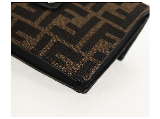 Borsa a Spalla FENDI Baguette in Tela Zucca Nera Marrone Argento Auth 146069M Nero - vista 15
